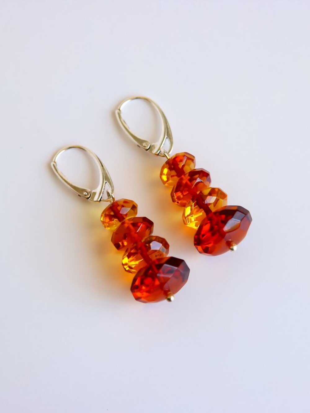 Baltic Amber Drop Earrings In Sterling Silver